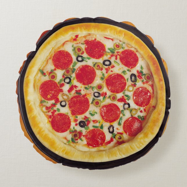 Pepperoni Pizza Rond Kussen (Voorkant)