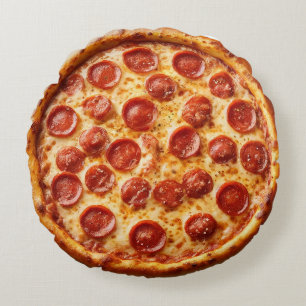 Pepperoni Pizza Rond Kussen - Leuk en Realistisch