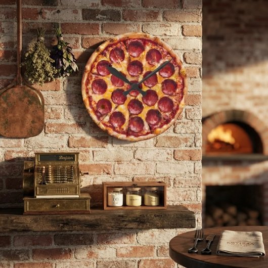 Pepperoni Pizza Ronde Klok