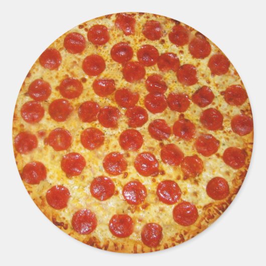 Pepperoni Pizza Ronde Sticker (Voorkant)