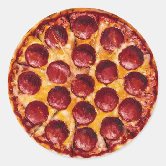 Pepperoni Pizza Ronde Sticker (Voorkant)