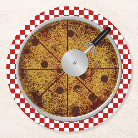 Pepperoni Pizza-Round Onderzetter set (Voorkant)