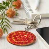 Pepperoni Pizza Sleutelhanger (Zijkant)