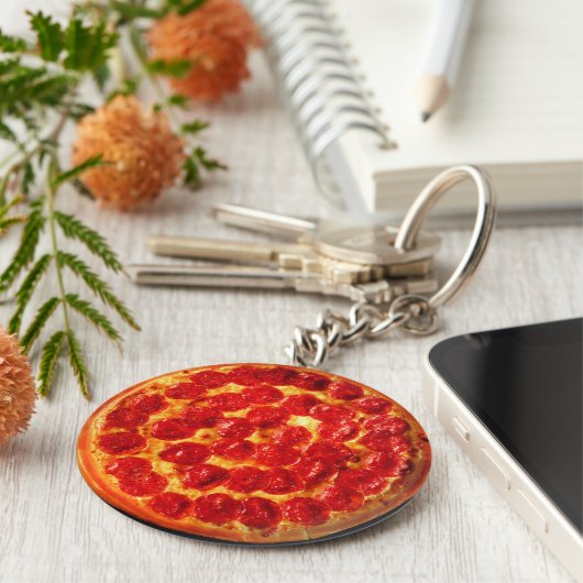Pepperoni Pizza Sleutelhanger (Zijkant)