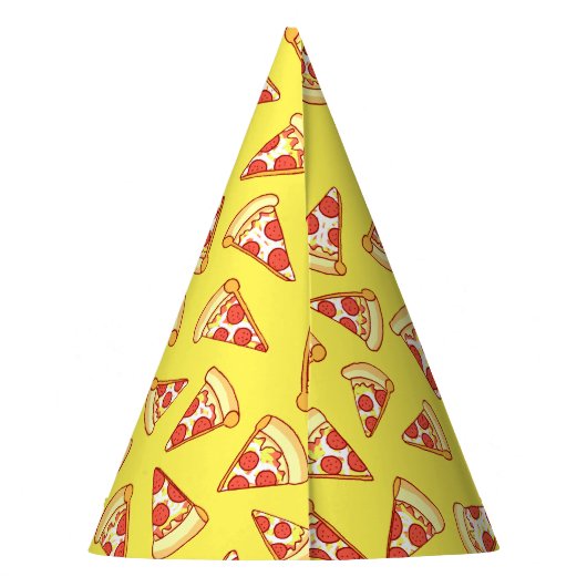 Pepperoni Pizza Slice Drawing Pattern Party Petten Feesthoedjes (Achterkant)