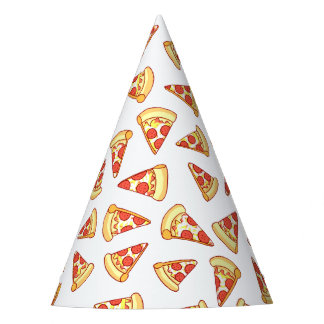 Pepperoni Pizza Slice Drawing Pattern Party Petten Feesthoedjes