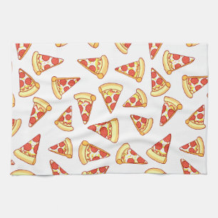 Pepperoni Pizza Slice Drawing Pattern Tea Towel Theedoek