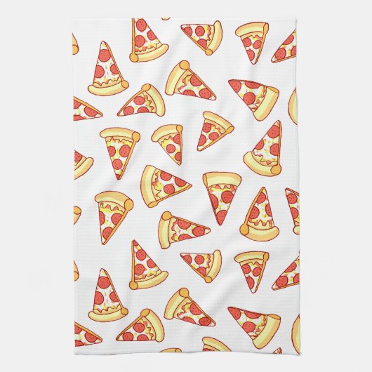 Pepperoni Pizza Slice Drawing Pattern Tea Towel Theedoek (Verticaal)