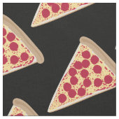 Pepperoni Pizza Slice Pattern op Black Stof (Close Up)