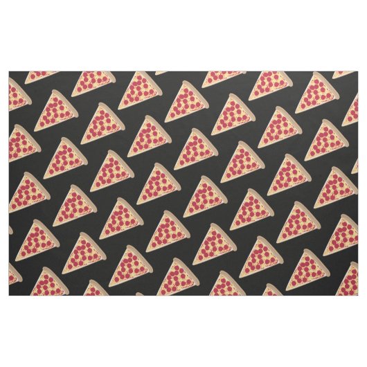 Pepperoni Pizza Slice Pattern op Black Stof (Fat Quarter)