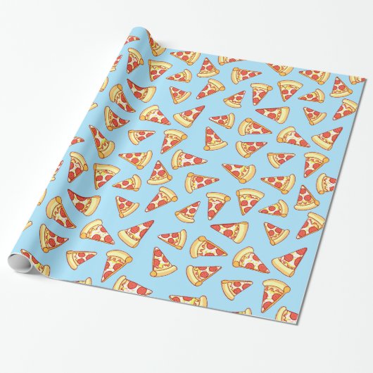 Pepperoni Pizza Slice Teken Pattern Gift Wrap Cadeaupapier (Uitgerold)