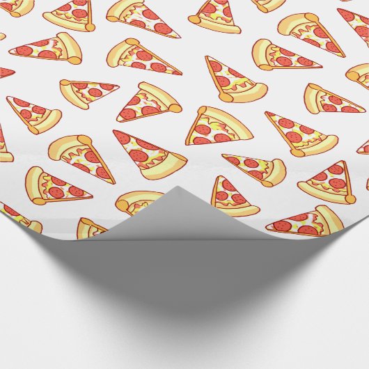 Pepperoni Pizza Slice Teken Pattern Gift Wrap Cadeaupapier (Hoek)