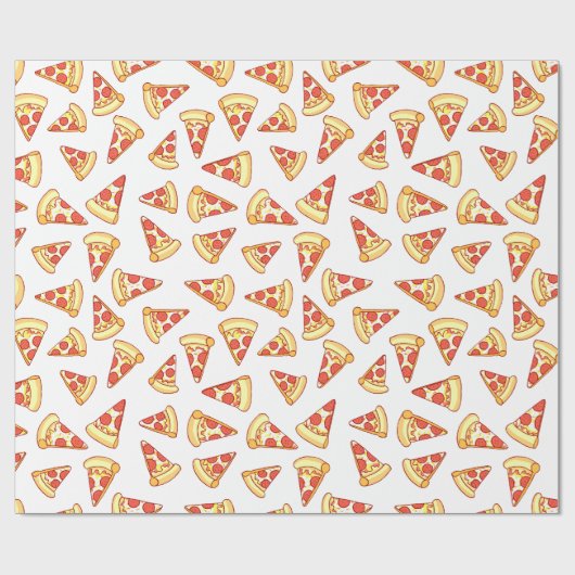 Pepperoni Pizza Slice Teken Pattern Gift Wrap Cadeaupapier (Vlak)
