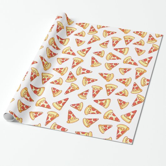 Pepperoni Pizza Slice Teken Pattern Gift Wrap Cadeaupapier (Uitgerold)