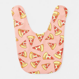 Pepperoni Pizza Slice Teken Pattern Pink Bib Slabbetje