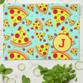 Pepperoni Pizza Slices Foodie Monogrammed Theedoek (Gevouwen)