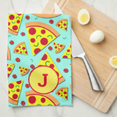 Pepperoni Pizza Slices Foodie Monogrammed Theedoek (Quarter Fold)
