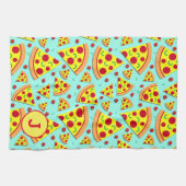Pepperoni Pizza Slices Foodie Monogrammed Theedoek (Horizontaal)