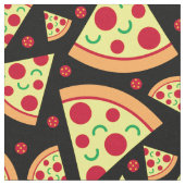 Pepperoni Pizza Slices Fun Food Pattern Zwart Stof (Close Up)