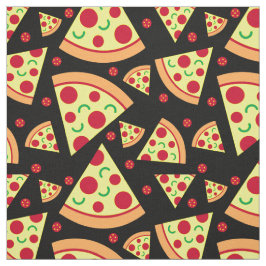 Pepperoni Pizza Slices Fun Food Pattern Zwart Stof
