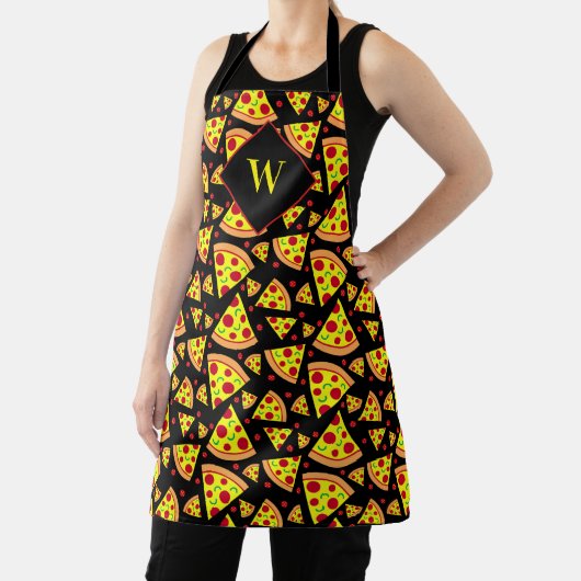 Pepperoni Pizza Slices Grappige Pizzeria Chef Zwar Schort (Insitu)