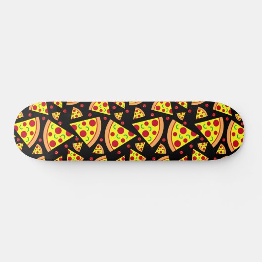 Pepperoni Pizza Slices Junk Food Pattern Black Persoonlijk Skateboard (Horizontaal)