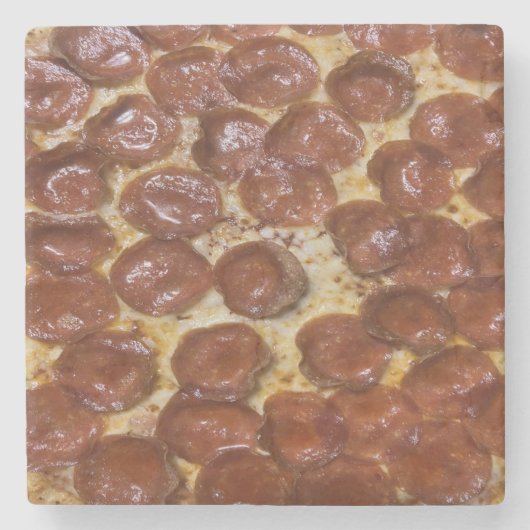 Pepperoni Pizza Stenen Onderzetter (Voorkant)