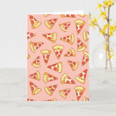 Pepperoni Pizza Tekenpatroon Wenskaart Kaart (Gele Bloem)
