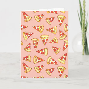 Pepperoni Pizza Tekenpatroon Wenskaart Kaart