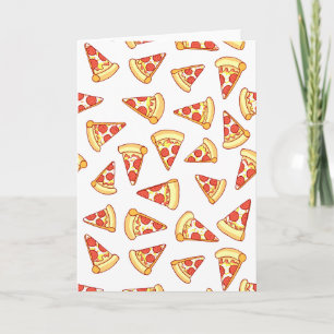 Pepperoni Pizza Tekenpatroon Wenskaart Kaart