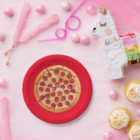 Pepperoni Pizza Thunder_Cove Papieren Bordje (Feest)