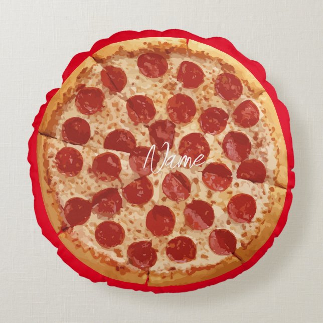 Pepperoni Pizza Thunder_Cove Rond Kussen (Voorkant)