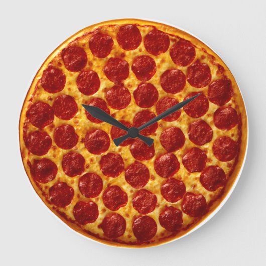 Pepperoni Pizza Time Grote Klok (Voorkant)