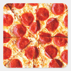 PEPPERONI PIZZA VIERKANTE STICKER