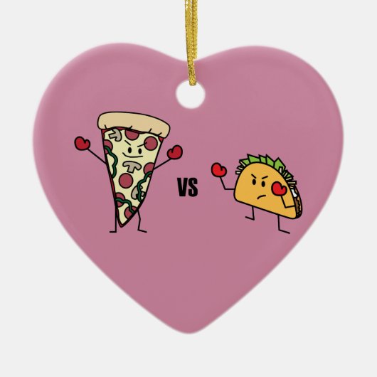 Pepperoni Pizza VS Taco: Mexicaans versus Italiaan Keramisch Ornament (Voorkant)