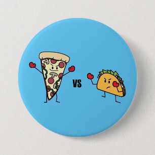 Pepperoni Pizza VS Taco: Mexicaans versus Italiaan Ronde Button 7,6 Cm