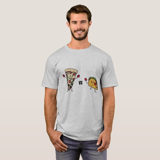 Pepperoni Pizza VS Taco: Mexicaans versus Italiaan T-shirt (Voorkant volledig)