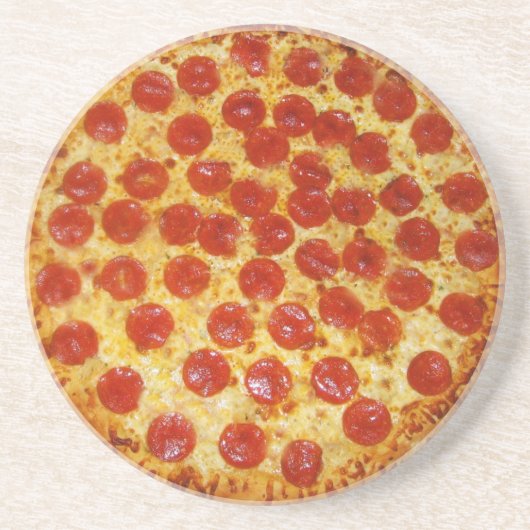 Pepperoni Pizza Zandsteen Onderzetter (Voorkant)