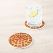 Pepperoni Pizza Zandsteen Onderzetter (Zijkant)