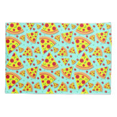 Pepperoni Pizzaplakken op Blauwe Voedselpatroon Jo Kussensloop (Achterkant)