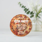 Pepperoni Sause Foto Birthday Pizza Party Kaart (Staand voorkant)