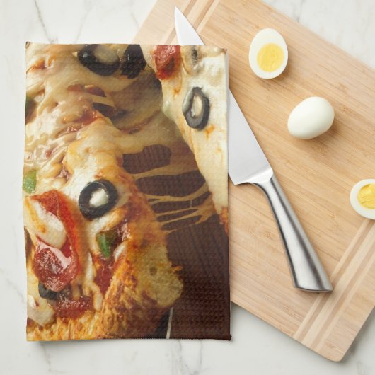 Pepperoni Supreme Pizza Kitchen Towel Theedoek (Quarter Fold)