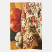 Pepperoni Supreme Pizza Kitchen Towel Theedoek (Verticaal)