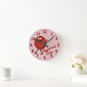 Pepperoni Tony Cute Cartoon Pizza Character Ronde Klok (Huis)