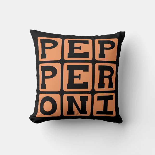Pepperoni, Vlees Pizzatopping Kussen (Voorkant)