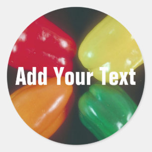 Peppers achtergrond voor aangepaste tekst ronde sticker