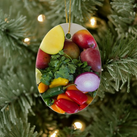 Peppers, Cilantro, uien Keramisch Ornament (Boom)