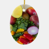 Peppers, Cilantro, uien Keramisch Ornament (Voorkant)