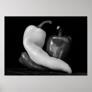 Peppers in Love Black en White Photography Poster