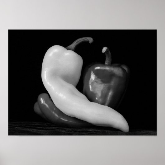 Peppers in Love Black en White Photography Poster (Voorkant)